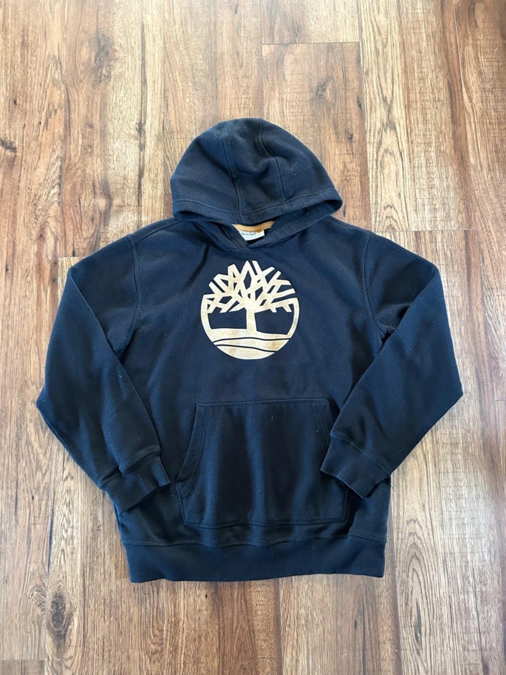 Timberland Black Hoodie with Cream Tree Logo Size Youth XL